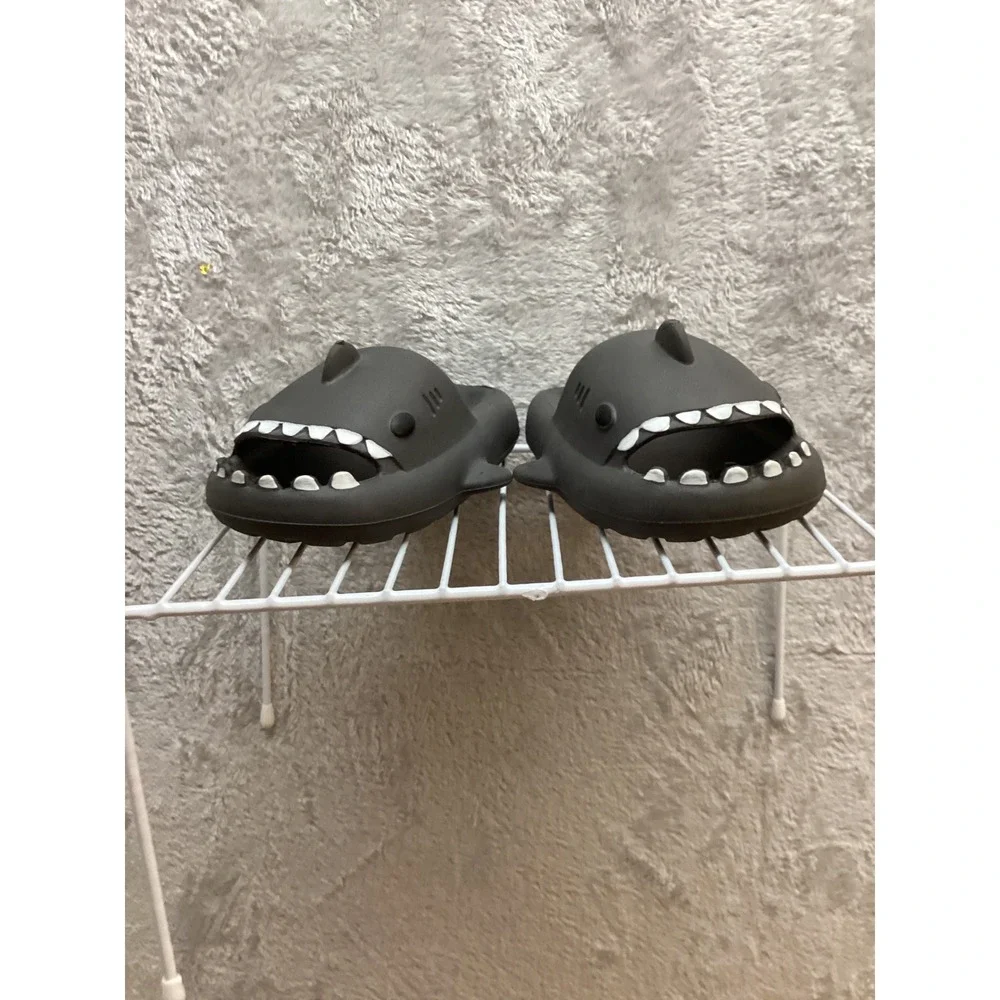 Kids Shark Slides Black Fun Novelty Slippers Beach Pool Shoes‎ Toddler Youth